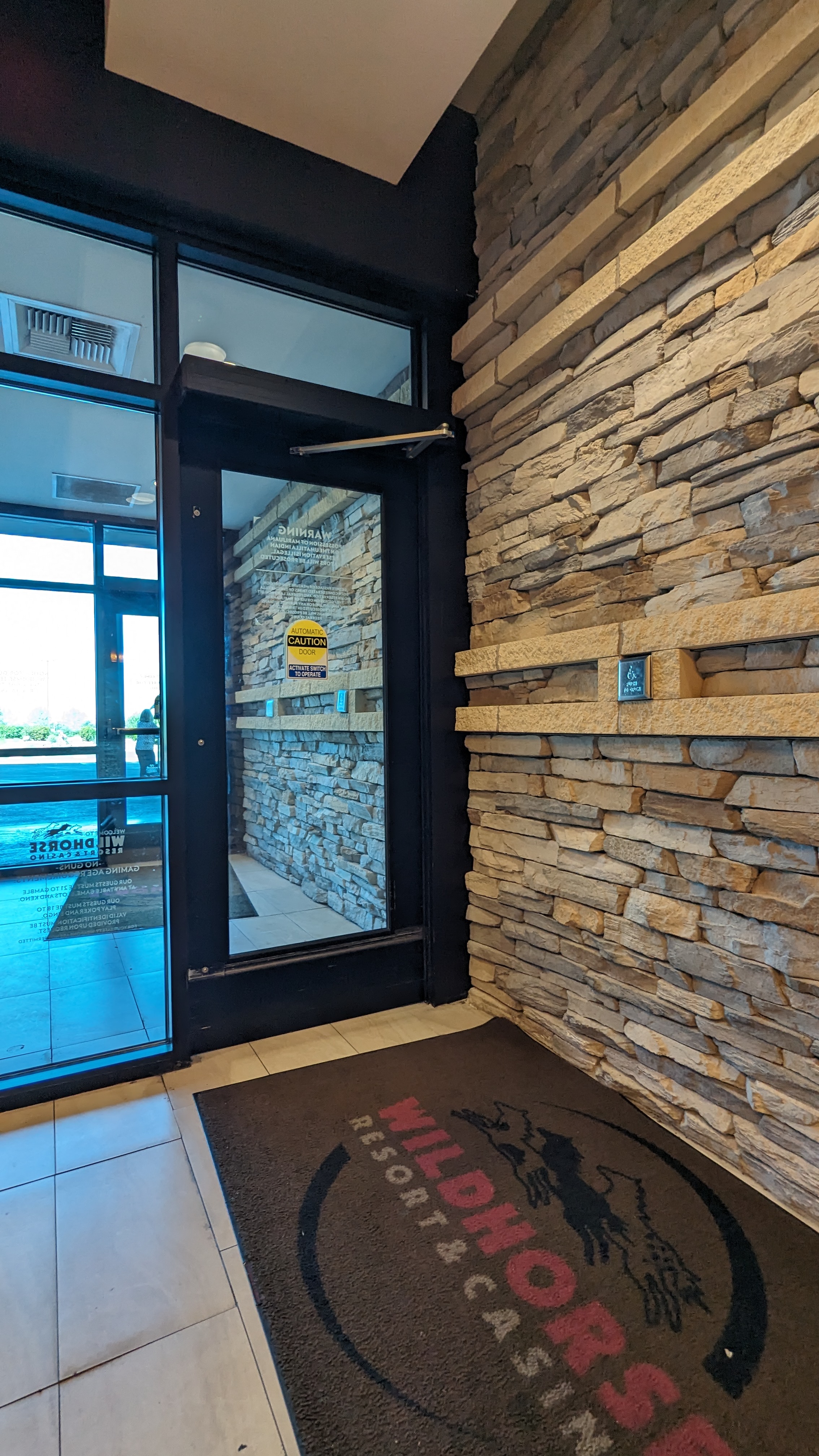 Double doors with push buttons