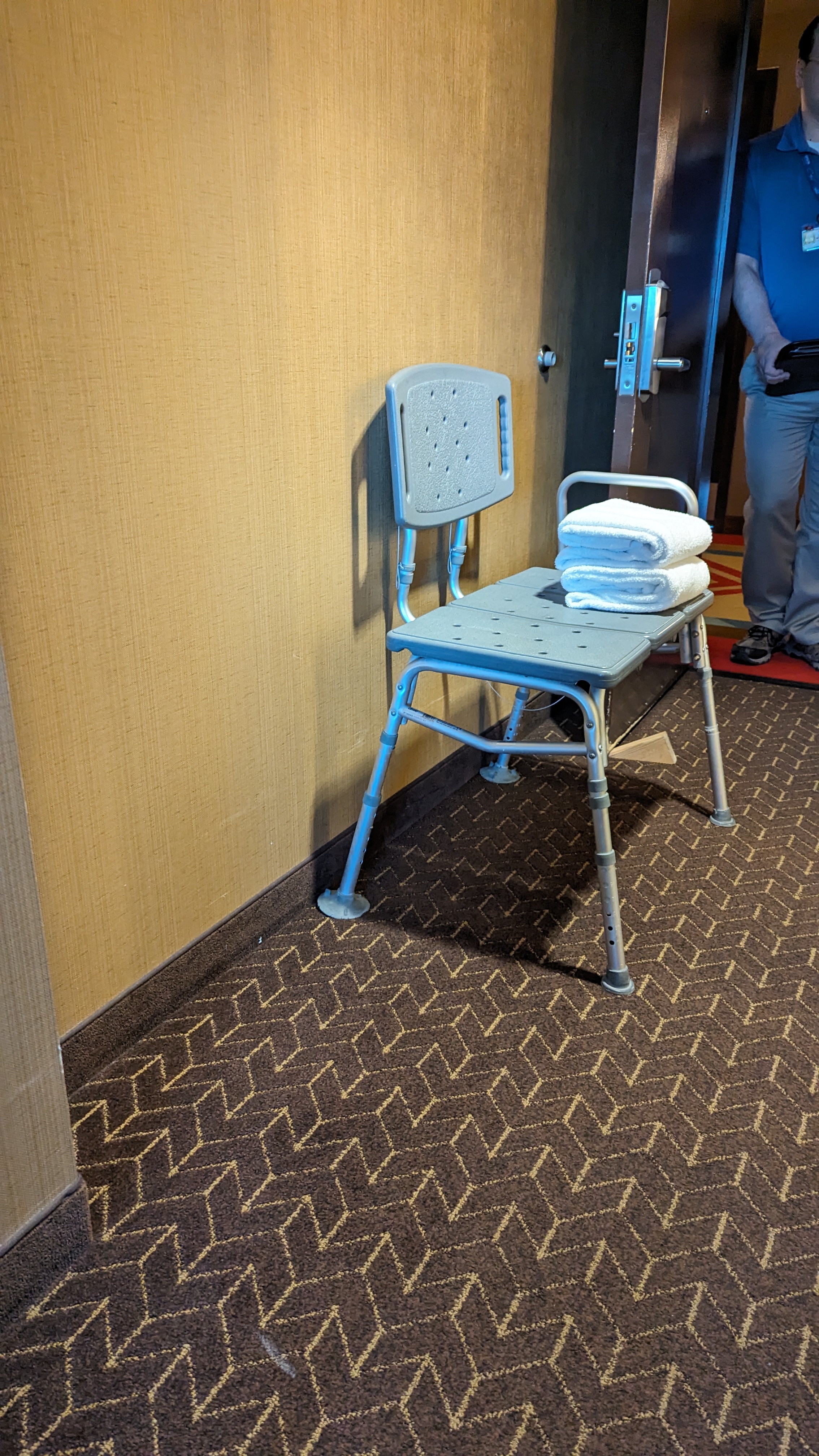 One shower chair option, others available.