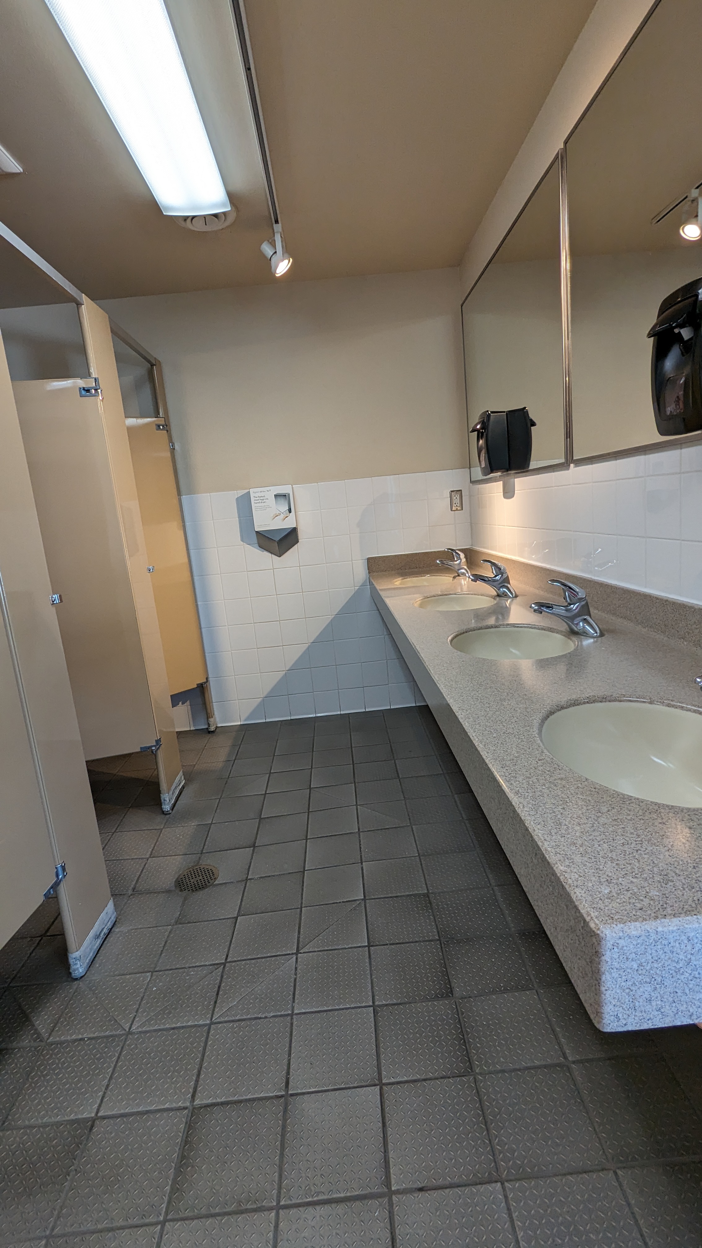Restroom sinks, code needed to enter