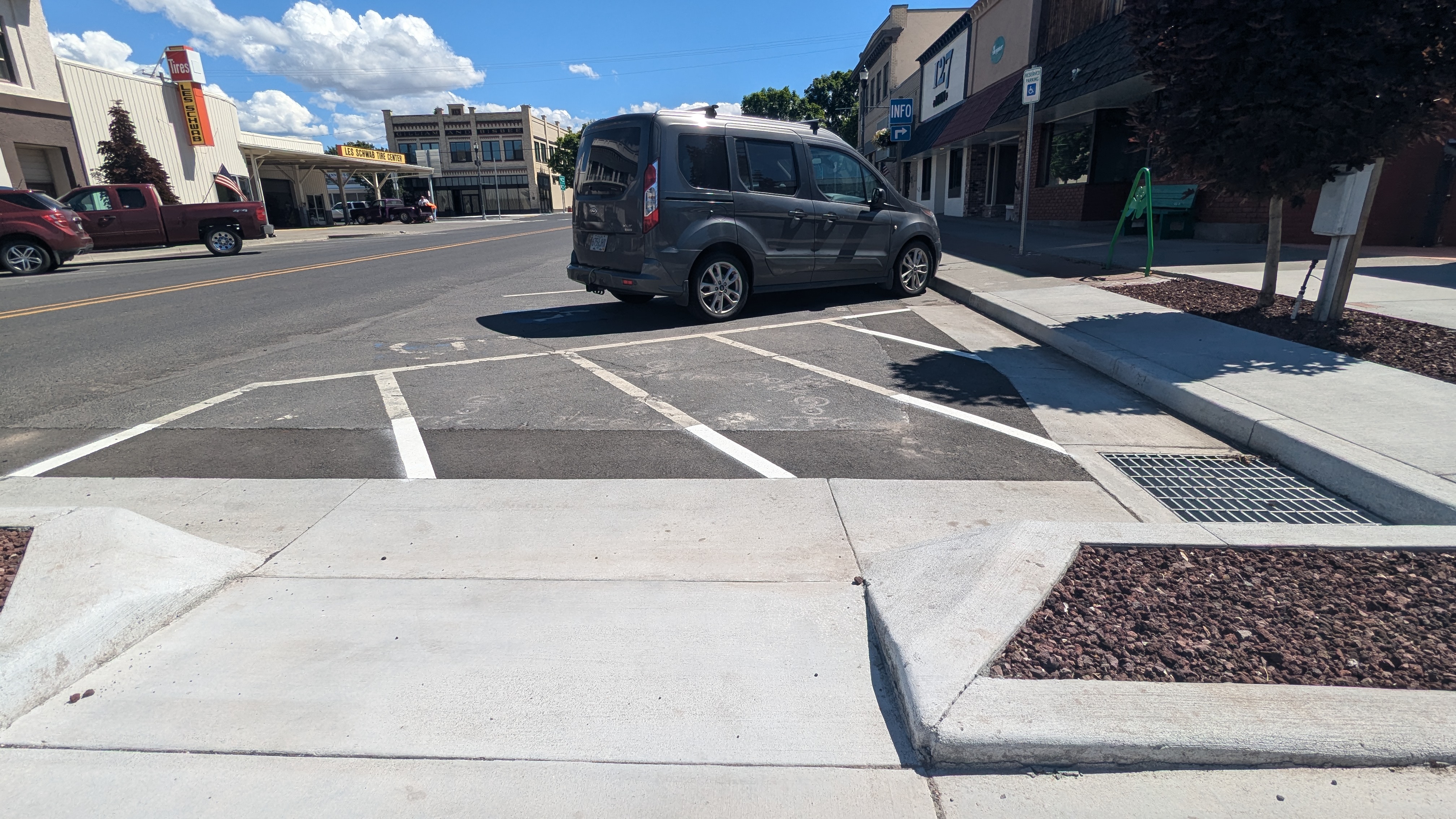 Street parking with new curb cuts